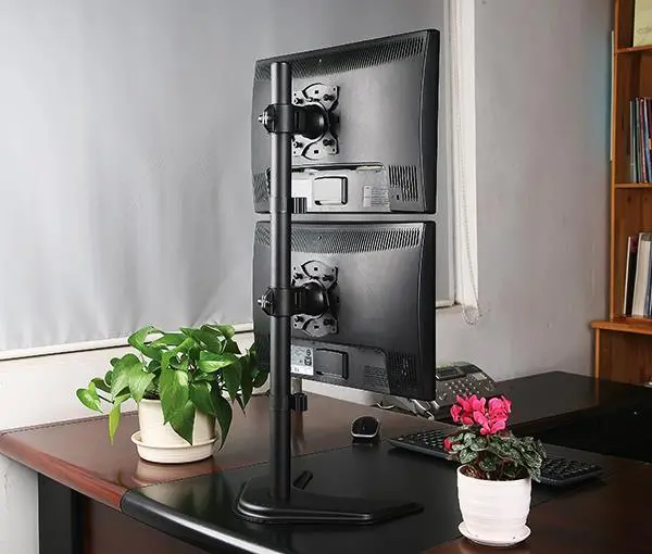 Dual Monitor Desk Stand Free-Standing Lcd Mount, Holds In Vertical Position 2 Screens Up To 30" Hongkong Ef002v 1