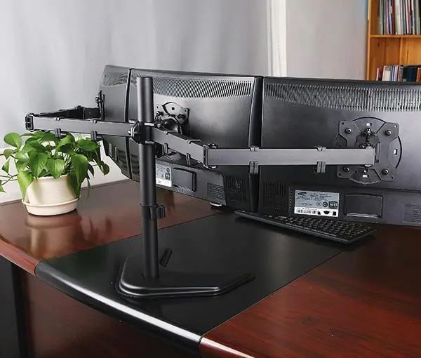 Desktop Triple Lcd Monitor Three Lcd Arm Monitor Mount Stand Adjustable 3 Screens Fit For 10"-27" Max Support (Ef003) 1