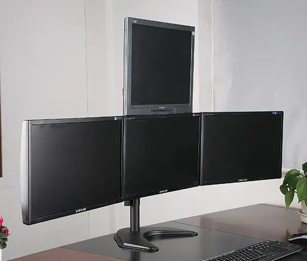 Freestanding Desk Stand For Quad Monitors Ef004t 3 * 1 Array Ef004t 1