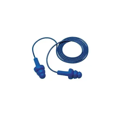 E-A-R™ Ultrafit™ Earplugs, Elastomeric Polymer, Blue, Corded, Poly Bag, Metal Detectable 1