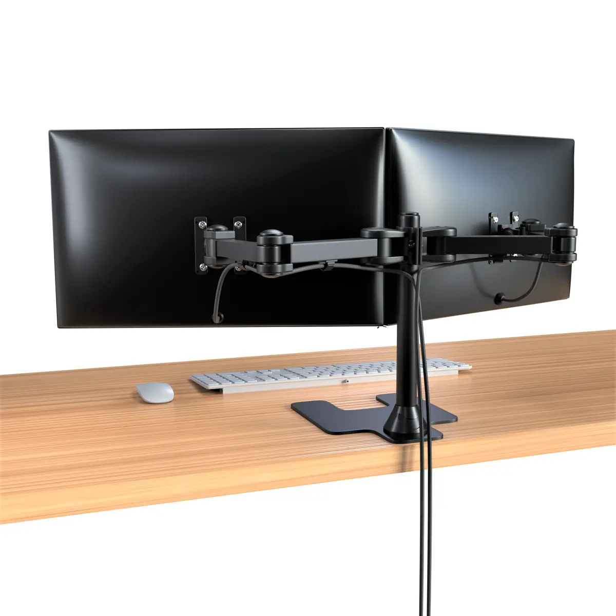 Freestanding Dual Monitor Mount, Fully Articulating Heavy-Duty Broad Arms, Compatible For Two Screens Up To 32 Inches With Standards 75 * 75Mm And 100 * 100Mm Vesa Holes, Black (2Hdf) 1