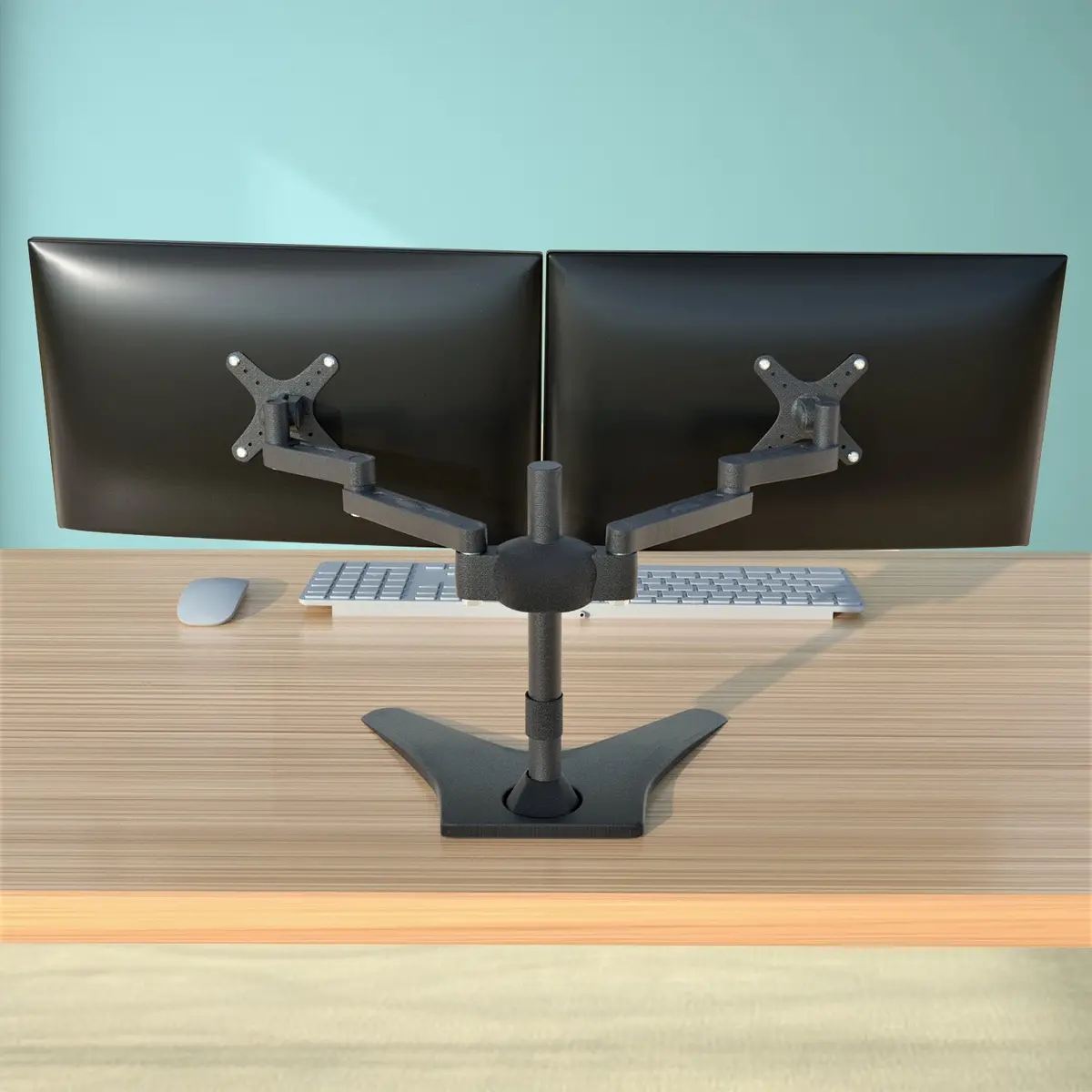 Dual Free-Standing Arm Monitor Desktop Mount Stand Adjustable Screens Fit For 10"-23" Lcd And Led Displays, Black (2Msfp-T) 1