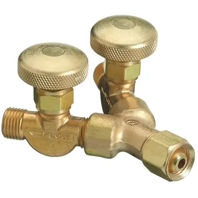 Valved "Y" Connections, 200 Psig, Brass, Female/Male, Rh, 9/16 In - 18 1