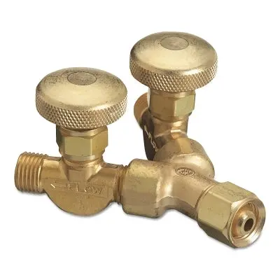 Valved Y Connection, 200 Psig, Brass, B-Size (F) To B-Size (M), 9/16 In-18 (F) 1