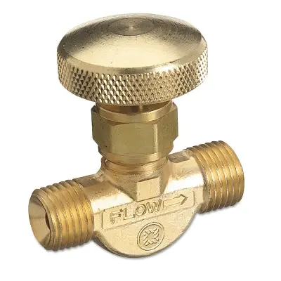 Brass Body Valve For Non-Corrosive Gases, 200 Psig, B-Size 9/16 In-18 Rh (M), Oxygen Cga-022 1