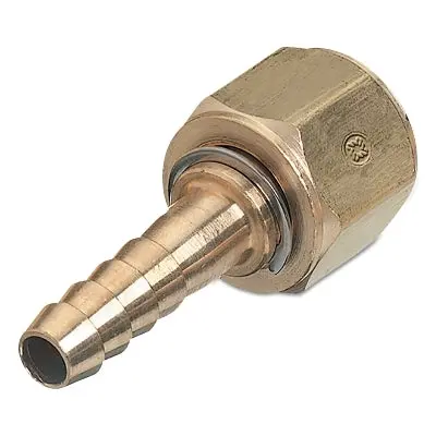 Brass Hose Adaptor, Female Swivel, Barb, B-Size, Lh 1