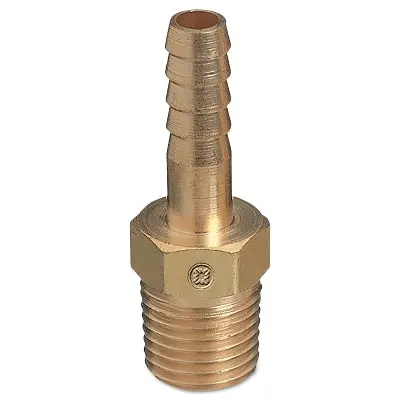 Brass Hose Adaptor, Npt Thread/Barb, Brass, 3/8 In 1