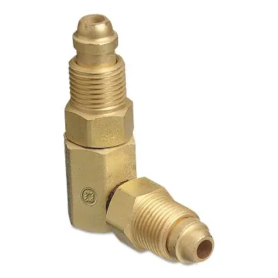 Inert Arc Hose & Torch Adaptor, Brass, Elbow - 90°, Male/Male, Rh To Rh 1