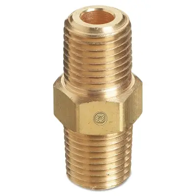 Pipe Thread Hex Nipple, 3000 Psi, Brass, 1/4 In Npt Male 1
