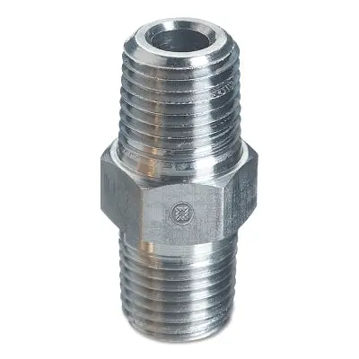 Pipe Thread Hex Nipples, 6000 Psig, Stainless Steel, 1/4 In Npt Male 1