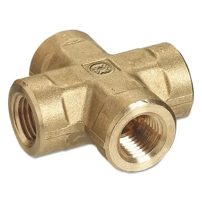 Pipe Thread Crosses, Connector, 3,000 Psig, Brass, 1/4 In (Npt) 1