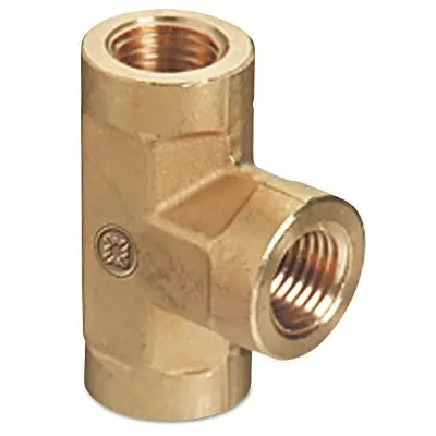 Pipe Thread Tee, 3-Way Connector, 3000 Psig, Brass 1