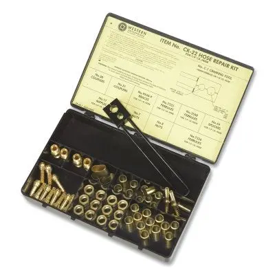Hose Repair Kit, B-Size Fittings, 1/4 In Hose Id, Hammer-Strike 2-Hole Jaw Crimp Tool 1