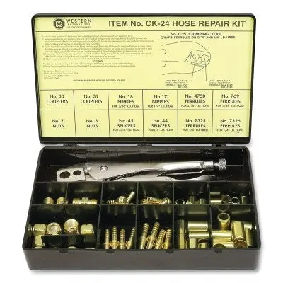 Hose Repair Kit, A-Size/B-Size Nuts, B-Size Fittings, 3/16 In Hose Id, Hand-Grip 2-Hole Jaw Crimp Tool 1