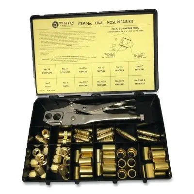 Hose Repair Kit, B-Size Fittings, 3/16 In Hose Id, Hand-Grip 3-Hole Jaw Crimp Tool 1