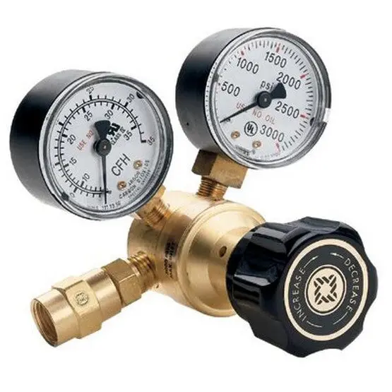 Flow Gauge Regulators, Argon, 0-35 Scfh, Cga 580, 3,000 Psig Inlet 1