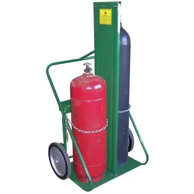 150 Series Cart, Holds 2 Cylinders,  9-1/2 In To 12-1/2 In Dia, 14 In Semi-Pneumatic Wheels, With Firewall 1