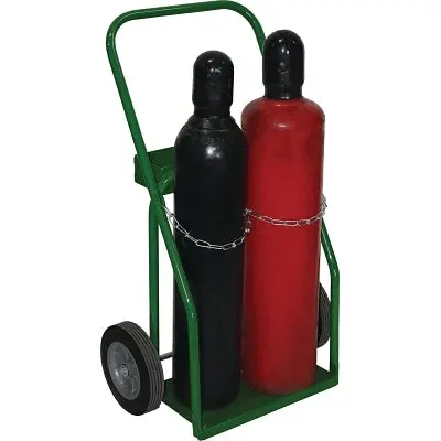 Small & Medium Cylinder Cart, Holds 2 Cylinders, 9-1/2 In Dia, 8 In Semi-Pneumatic Wheels 1