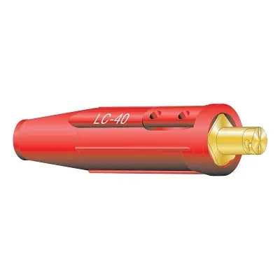 Cable Connector, Lc-40, Single Oval-Point Screw, Male, No. 1/0 To No. 2/0 Cable Cap, Red 1