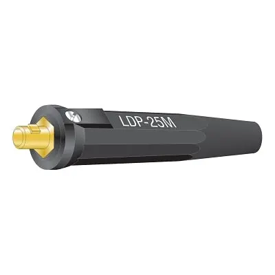 Small International Dinse Type Machine Plug, Single Oval-Point Screw Connection, 8 To 4 Cable Cap, Black 1