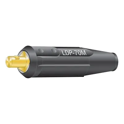 International Dinse Type Machine Plug, Single Oval-Point Screw Connection, 1/0 To 2/0 Cable Cap, Black 1