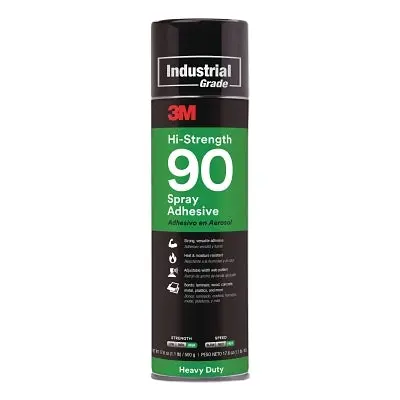 Hi-Strength 90 Spray Adhesive, 17.6 Oz, Aerosol Can, Clear, Contains 1,1-Difluoroethane 1