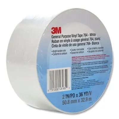 General Purpose Vinyl Tape 764, 2 In X 36 Yd X 5 Mil, White 1