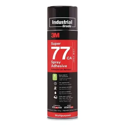 Super 77™ Mult-Purpose Spray Adhesive, Ca, Low Voc, 18 Oz, Aerosol Can, Clear, Contains 1,1-Difluoroethane 1