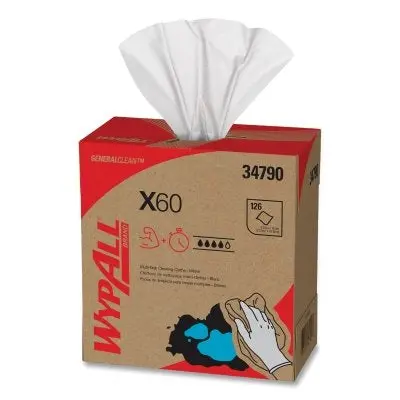 X60 Cloth Wiper, White, 8.34 In W X 16.8 In L, Pop-Up Box, 118 Sheets/Box 1