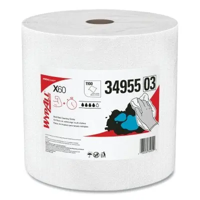 X60 Cloth Wiper, White, 13.4 In W X 12.4 In L, Jumbo Roll, 1,100 Sheets/Roll 1
