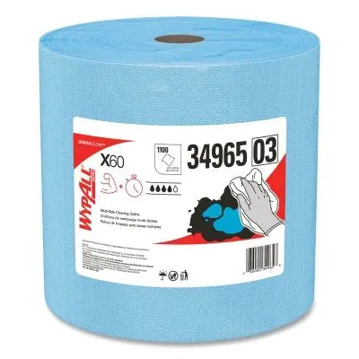 X60 Cloth Wiper, Blue, 13.4 In W X 12.4 In L, Jumbo Roll, 1,100 Sheets/Roll 1