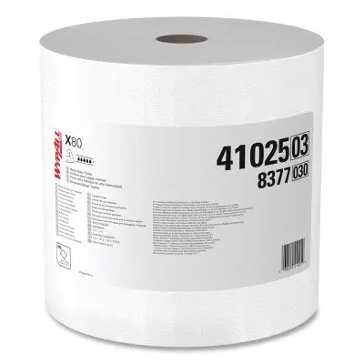 X80 Heavy-Duty Cloth, White, 12.2 In W X 12.4 In L, 475 Sheets/Rl, Jumbo Roll 1