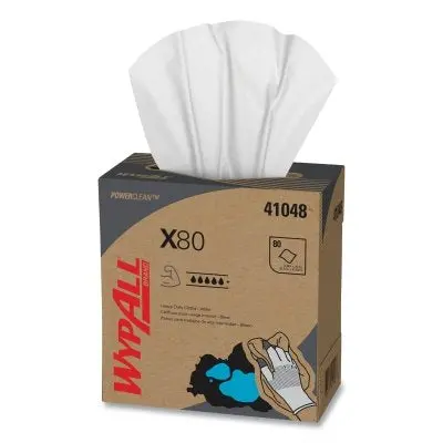 X80 Heavy-Duty Cloth, White, 8.34 In W X 16.8 In L, 80 Sheets/Bx, Pop-Up Box 1