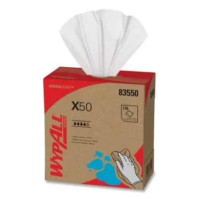 X50 Cleaning Cloth, White, 8.34 In W X 12.5 In L, 176 Sheets/Bx, Pop-Up Box 1