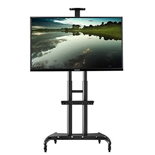 Heavy Duty Mobile Tv Trolley Stand With Mount For Led Lcd Plasma Flat Panel Screens And Displays 50 To 80 Inch With 198 Lbs Weight Capacity, (H05) 1