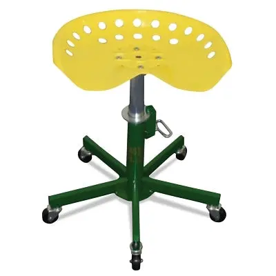 Welder's Stool, 15 In To 22 In H, 300 Lb Weight Capacity, Steel, Green/Yellow 1
