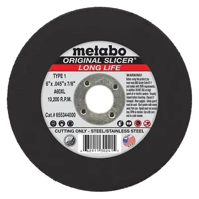 Original Slicer Cutting Wheel, 6 In Dia, 0.045 In Thick, 7/8 In Arbor, 36 Grit , Ao 1