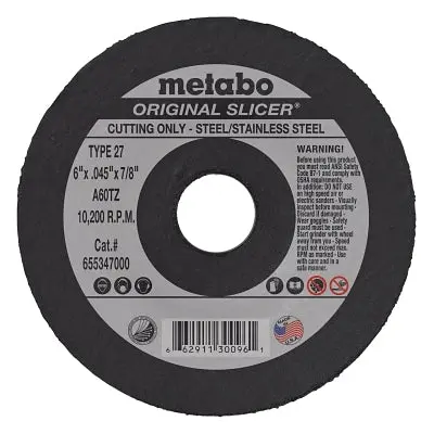 Original Slicer Cutting Wheel, 6 In Dia, 0.045 In Thick, 7/8 In Arbor, 60 Grit, Ao 1