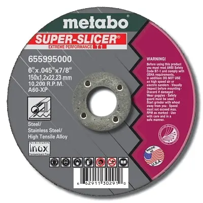 Super Splicer Extreme Performance Cutting Wheel, 6 In Dia, 0.045 In Thick, 7/8 In Arbor, Ao 1