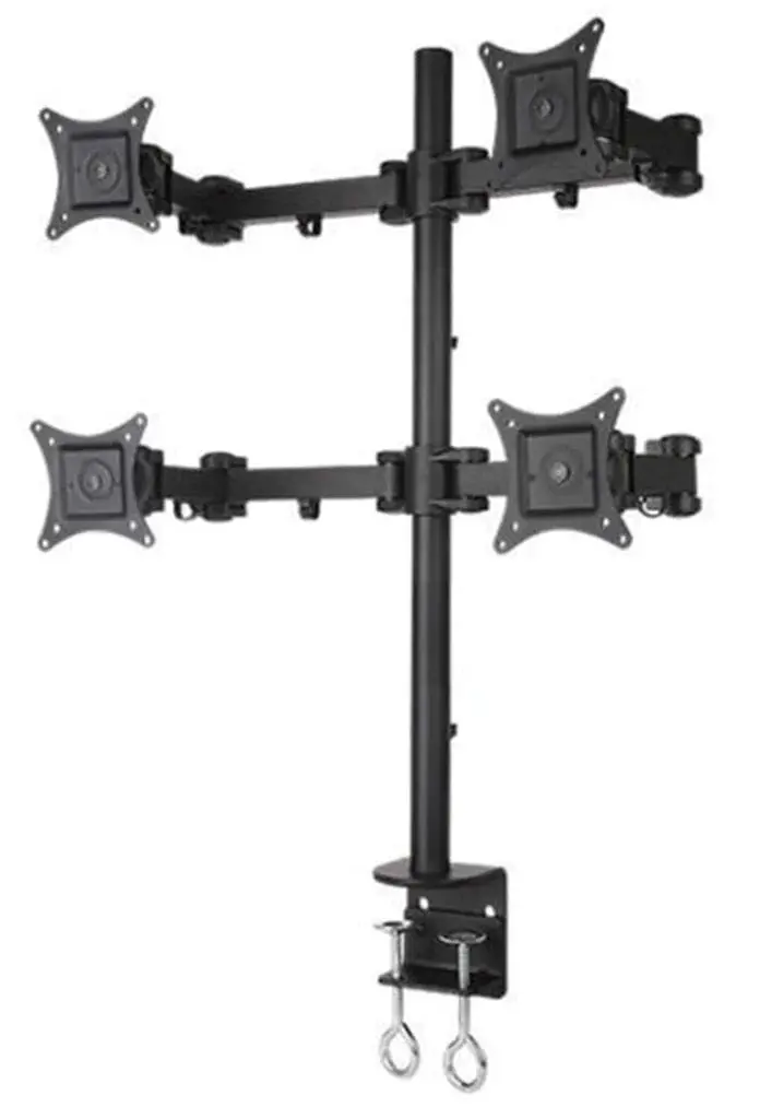 Quad Lcd Monitor Desk Mount, Fully Adjustable Stand Fits 4 Screens Up To 27 Inch, 22 Lbs. Weight Capacity Per Arm, Black (4Msctb) 1