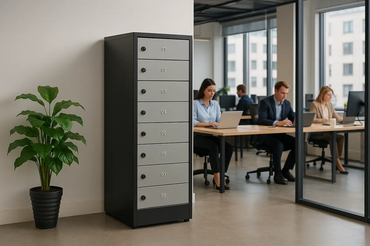 Compact 8-Door Secure Locker Cabinet 1