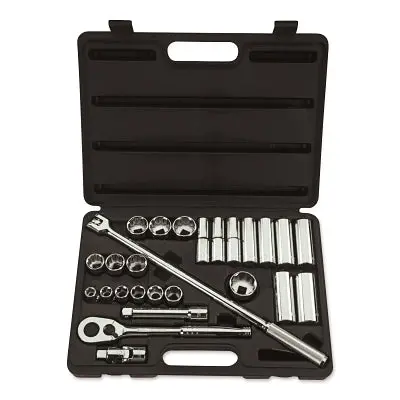 Socket Set, 26-Pc, 1/2 In Drive, 6-Point, 12-Point 1