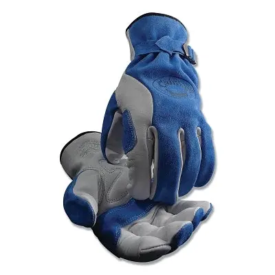 1302 Top Grain Cow Leather Drivers Gloves, Medium, Unlined, Blue/Gray 1