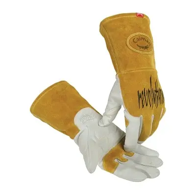1868 Revolution® Goat Grain Fr Back Unlined Palm Tig/Mig Welding Gloves, Large, Gold/White, 4 In Cuff 1