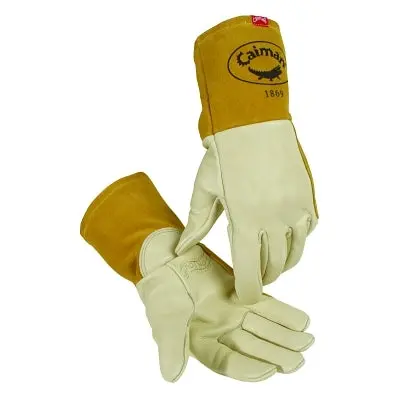 1869 Cow Grain Unlined Welding Gloves, Large, Gold, 4 In Gauntlet Cuff 1