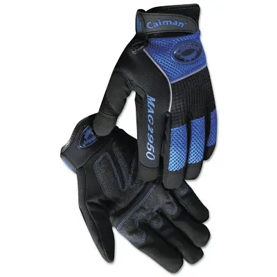 2950 Synthetic Leather Padded Palm Grip Mechanics Gloves, Large, Black/Blue/Gray 1