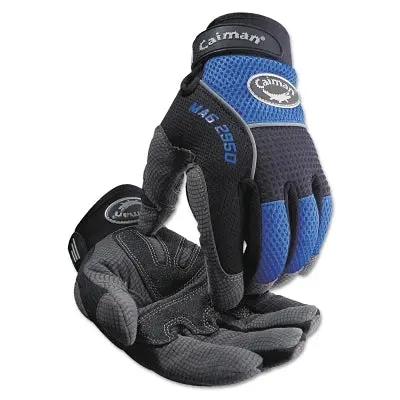 2950 Synthetic Leather Padded Palm Grip Mechanics Gloves, X-Large, Black/Blue/Gray 1