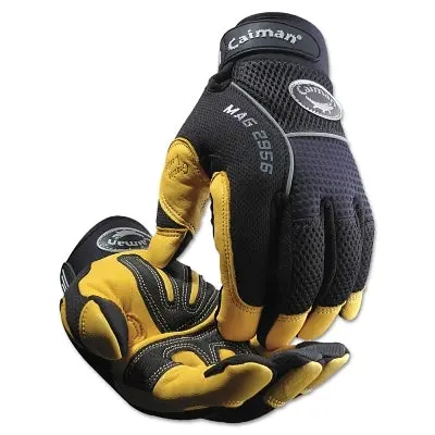 Gold Grain Leather Palm Gloves, X-Large, Gold/Black 1