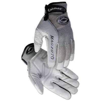 2970 Deerskin Padded Palm Knuckle Protection Mechanics Gloves, Medium, Gray 1
