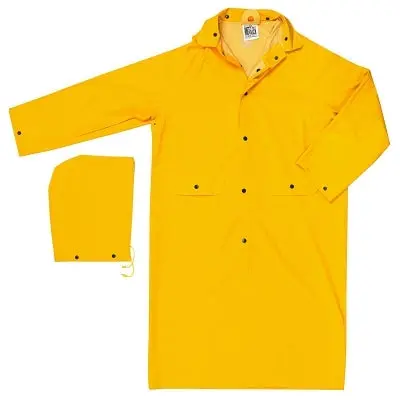 Classic Series Rain Coat, Detachable Hood, 0.35 Mm, Pvc On Polyester, Yellow, Large 1